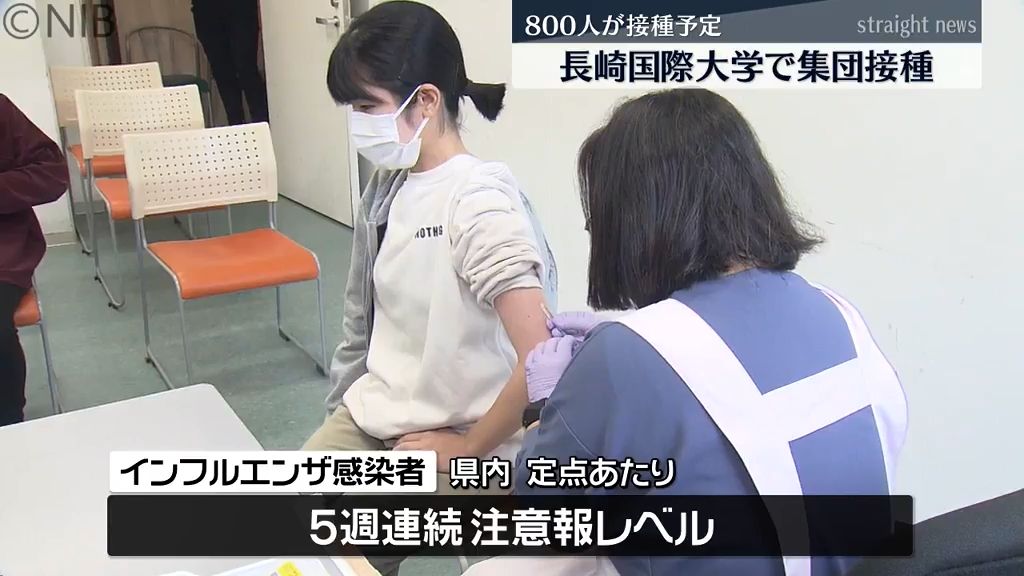 「免疫力の高い人を増やしたい」インフルにコロナ増加　長崎国際大学でワクチンの集団接種　《長崎》