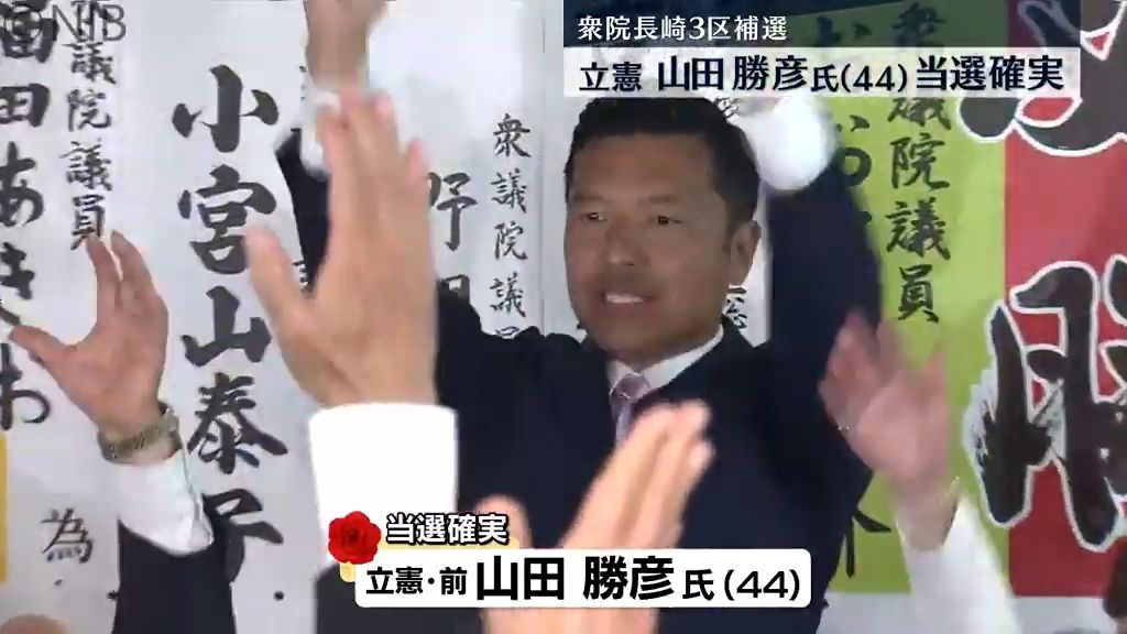 【衆院長崎3区補選】立憲 山田 勝彦氏が当選確実　初めて野党同士の一騎打ち《長崎》