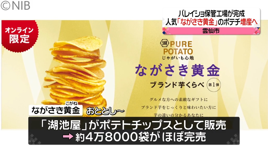 おいしい”と人気！湖池屋「ながさき黄金」のポテチ 雲仙市にバレイショ