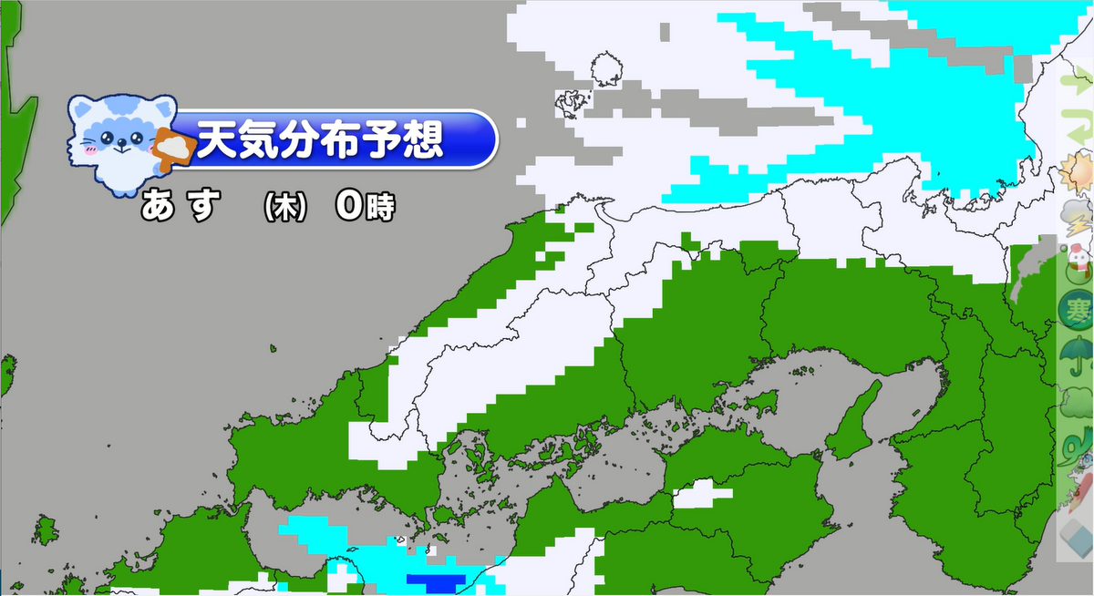 雪の予報図（2月6日午前0時）