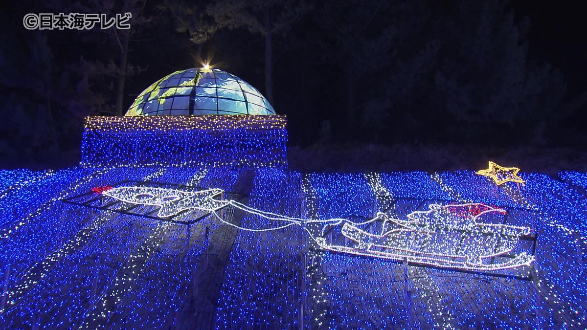 「鳥取砂丘イリュージョン」の試験点灯　12月9日からの開催を前に　テーマは宇宙　鳥取県鳥取市
