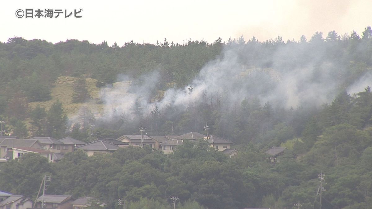 【速報】小学校裏の林で火災　消防車3台・消防ヘリが消火活動　鳥取県鳥取市