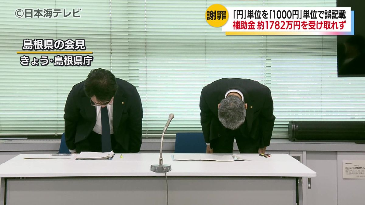 約1784万円交付されるはずが1万7845円しか交付されず… 円単位で記載すべき額を千円単位で記載 ダブルチェックなどを再徹底し再発防止に努める  島根県（2025年6月6日掲載）｜日本海テレビNEWS NNN