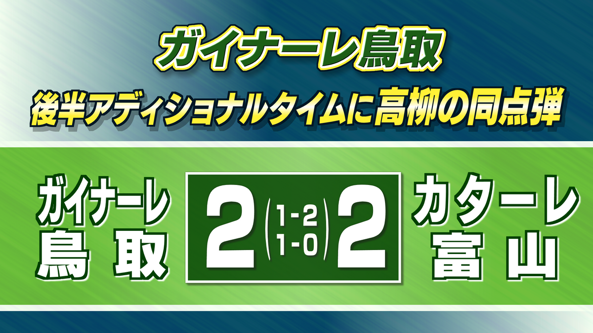 ガイナーレ鳥取　後半アディショナルタイムに高柳の同点弾　J2昇格プレーオフへ負けられない戦い続く