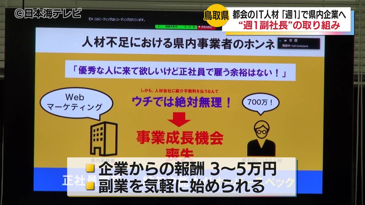 副業マッチングプロジェクト「週1副社長」　都市部で活躍する人材と県内の中小企業がマッチング　副業人材のさらなる獲得に向けて　鳥取県