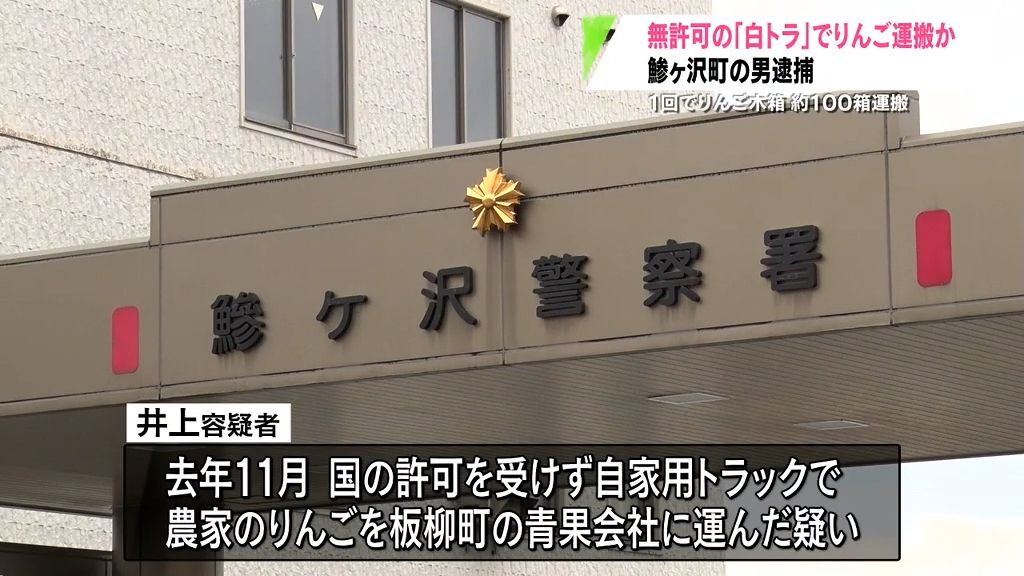 国の許可を受けない「白トラ」でりんごを運んだ容疑　鯵ヶ沢町の男逮捕