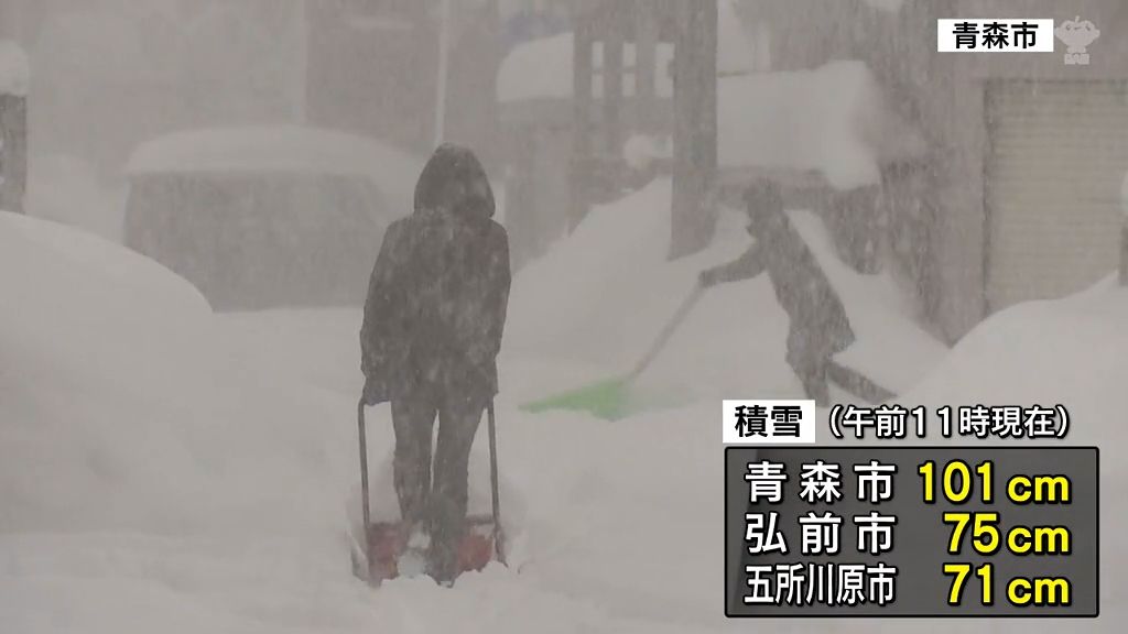 12月は3年ぶり　青森市の積雪1メートル超