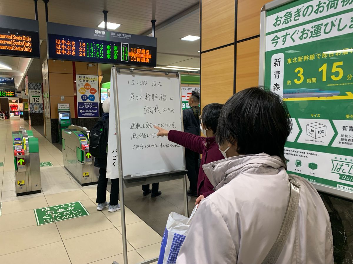 【続報あり】東北新幹線で架線に付着物 “観測史上最大”強風で運転見合わせに