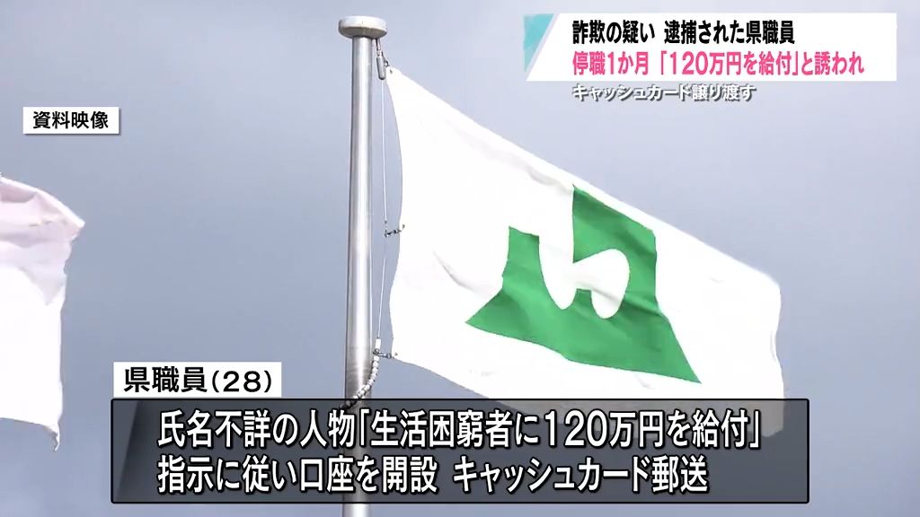 詐欺の疑いで逮捕された青森県職員　停職１か月　「１２０万円を給付」と誘われキャッシュカード譲り渡す