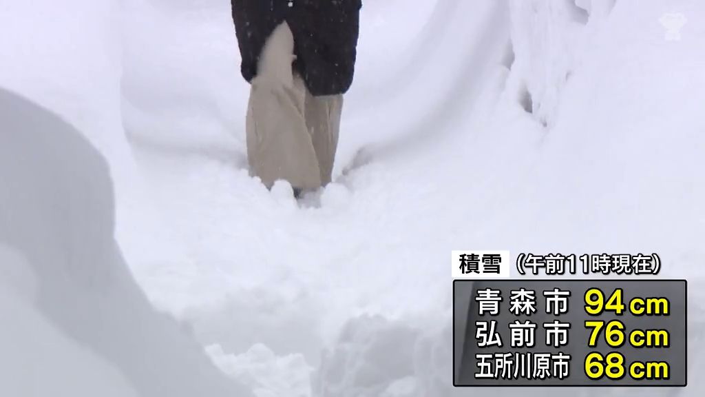 青森市の積雪９４センチ　県内大雪　一時、今冬最多の９６センチも記録