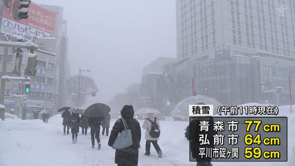 大雪で積雪再び70cm超…青森市民が驚きながら雪片付けに追われる　交通障害や屋根からの落雪などに警戒