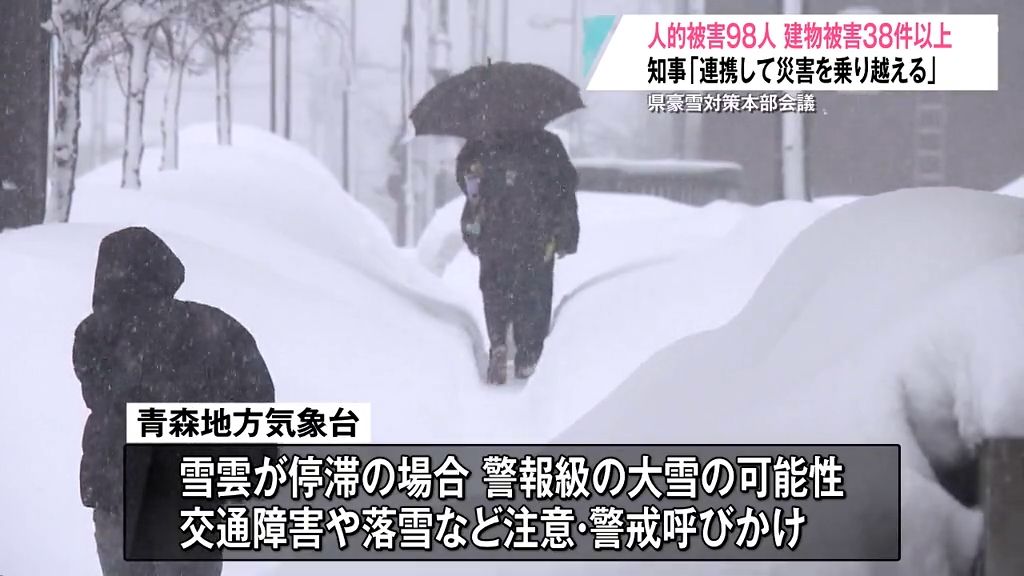 「この災害を乗り越えるように」人的被害は21市町村で98人　建物被害さらに増える見込み　県の仲介でダンプカー融通第2弾も決定　青森県豪雪対策本部会議