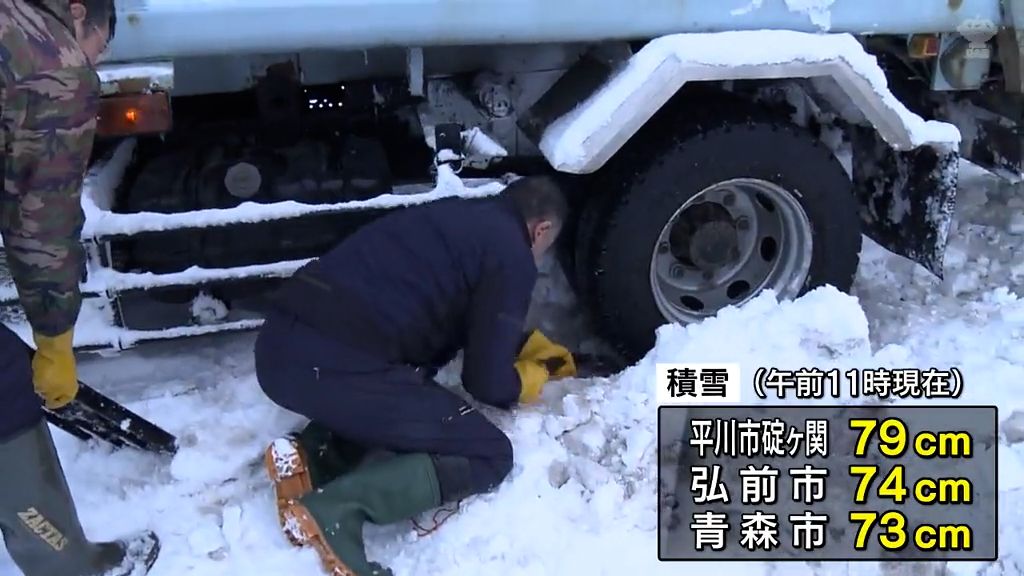 青森県弘前市と平川市碇ヶ関で12月の観測史上最深積雪を更新　交通機関にも乱れ