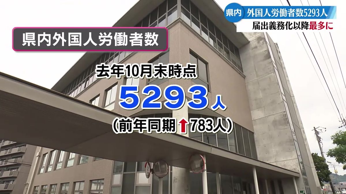 県内の外国人労働者数が過去最多に 去年10月末時点で5293人【高知】