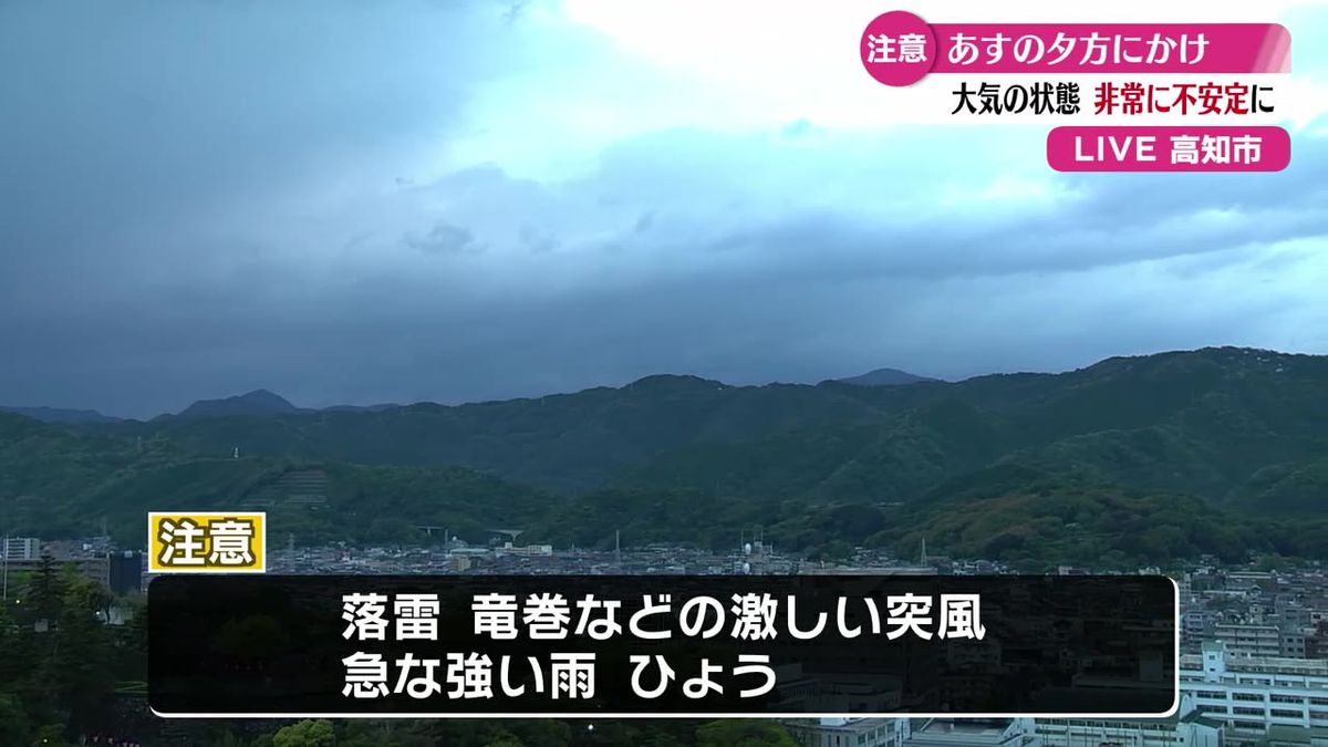 15日夕方にかけて落雷・竜巻などの激しい突風・急な強い雨に注意【高知】