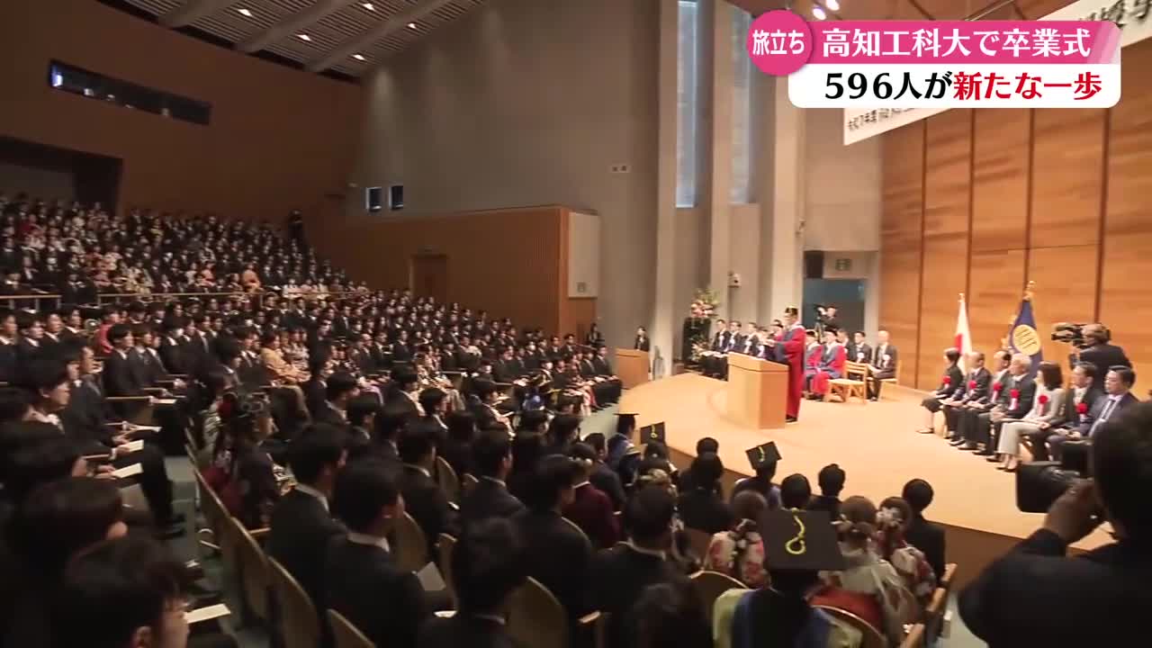 高知工科大学で卒業式》4つの学群と大学院などからあわせて596人が卒業