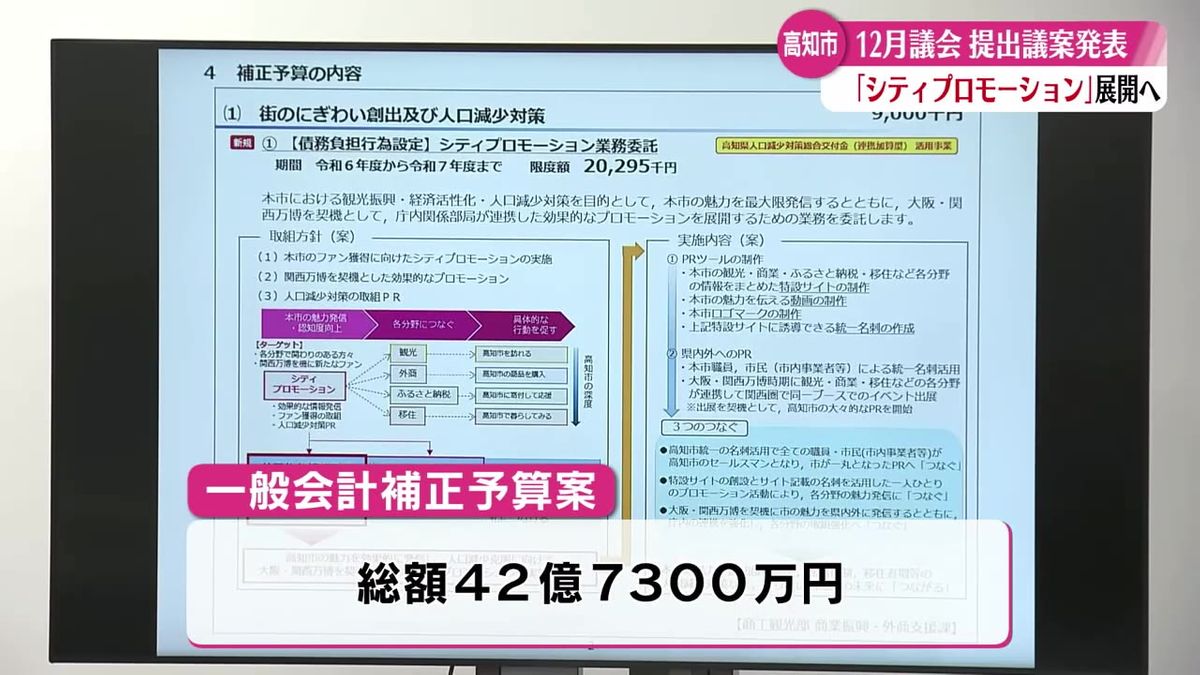 12月議会 高知市が認知度アップに向けた『シティプロモーション』に900万の予算【高知】