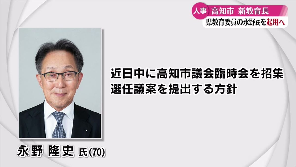 高知市教育長に高知大学客員教授・永野隆史氏を起用へ【高知】