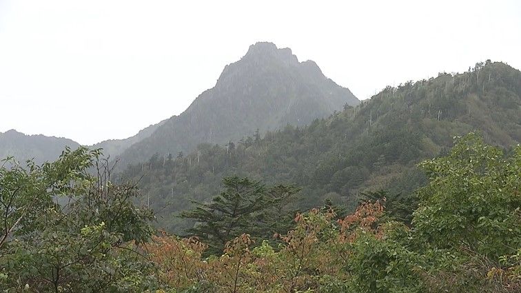 県内のトップを切って見ごろを迎える石鎚山の紅葉
