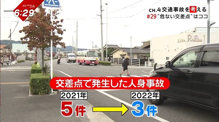 2021年『危ない交差点ワースト1位』だった松山市古川南の交差点