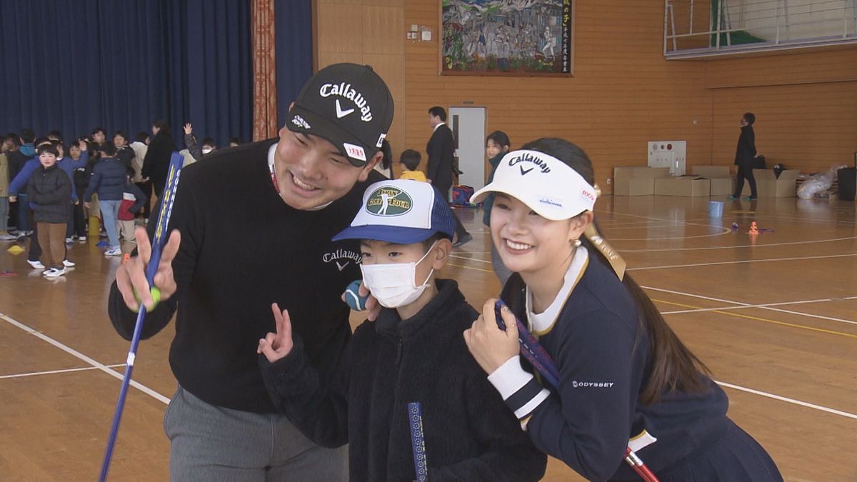 松山市出身の姉弟プロゴルファー 河本結選手・力選手が母校でゴルフの楽しさ伝える