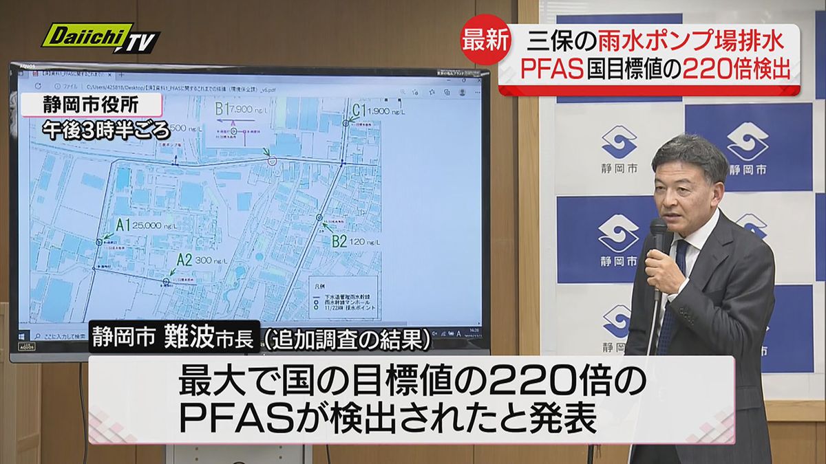 発がん性指摘の化学物質「ＰＦＡＳ」…三保雨水ポンプ場排水から国目標値の２２０倍検出　早急に流入防止対策へ（静岡市発表）