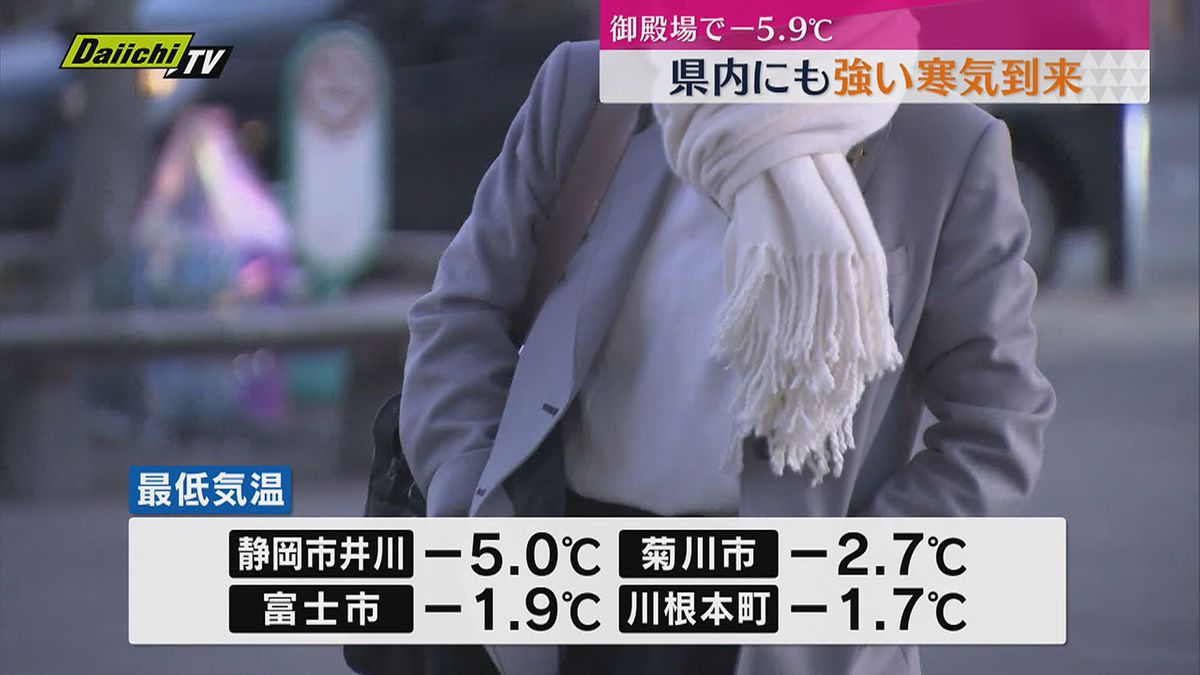 今季最強クラスの寒波　県内各地でこの冬一番の冷え込み　多くの観測地点で氷点下に（静岡）