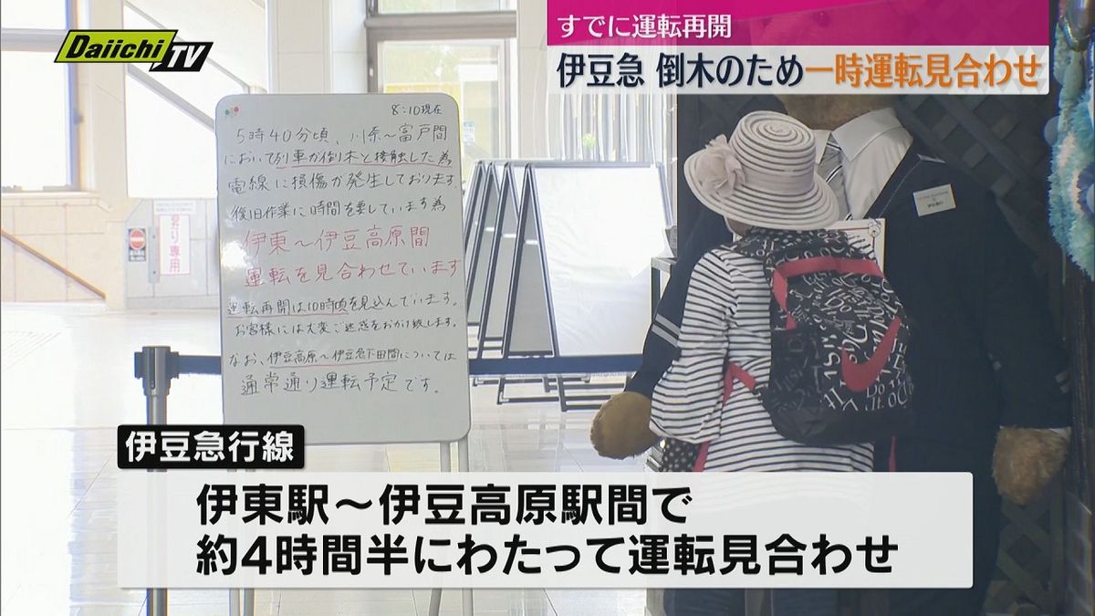 【伊豆急】始発列車が線路上の倒木と接触　約４時間半運転見合わせ　前日の風雨原因か（静岡・伊東市）