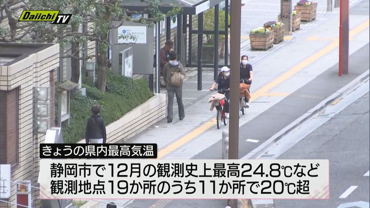 師走に２４．８度！？静岡市で１２月観測史上最高など各地気温上昇も夜から冷え込む予想…寒暖差注意（静岡県）