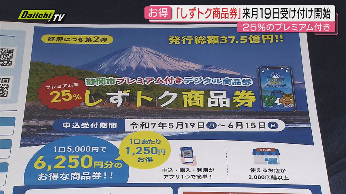 【物価高騰対策】静岡市のプレミアム付きデジタル商品券｢しずトク商品券｣5月19日から申し込み受け付け