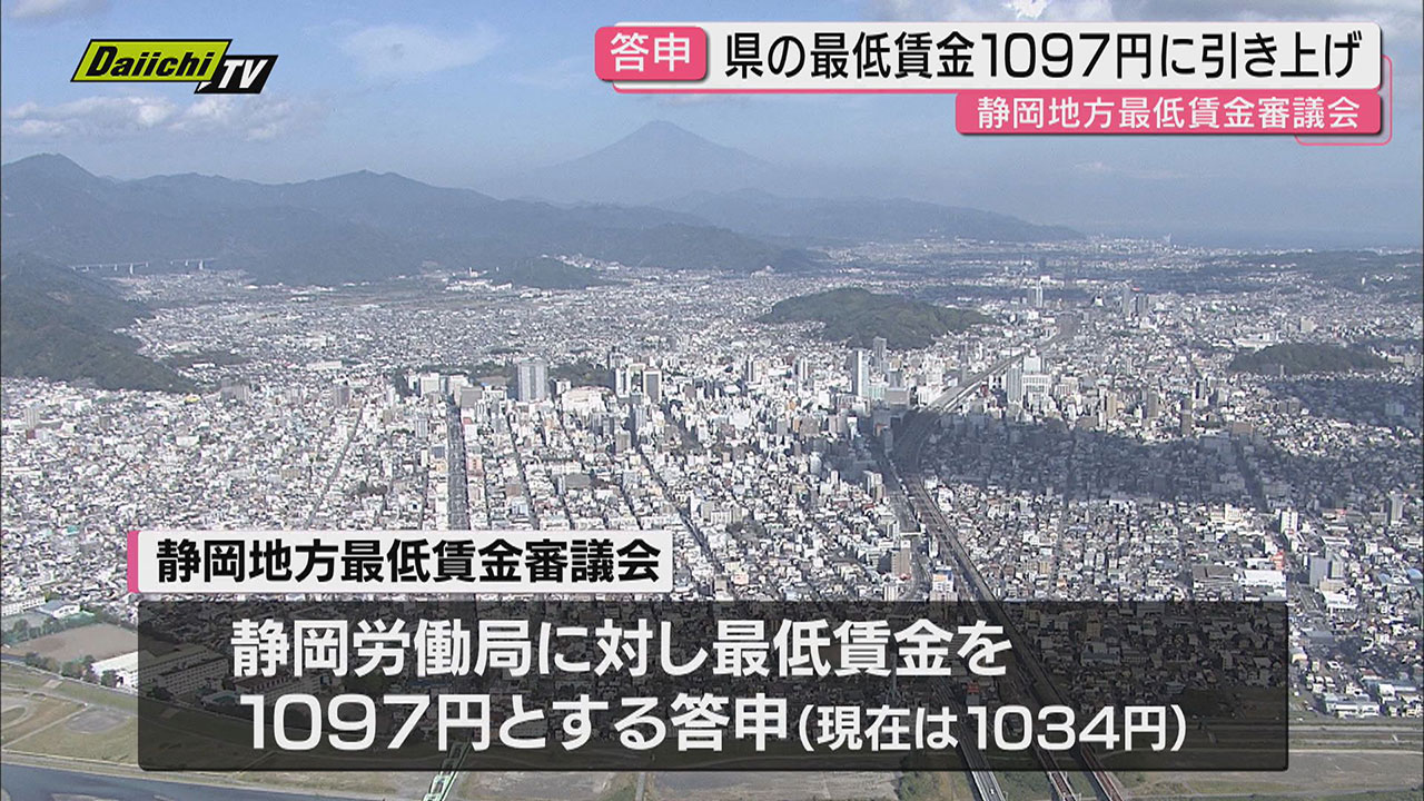 静岡県の最低賃金63円引き上げ1097円とする答申 上昇率・金額