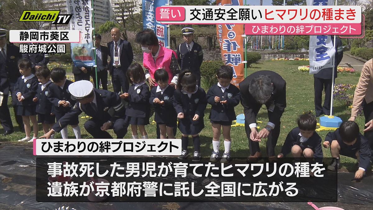 【交通安全･被害者支援】交通事故で亡くなった男の子が育てたヒマワリの種まき命の大切さ伝える活動(静岡)