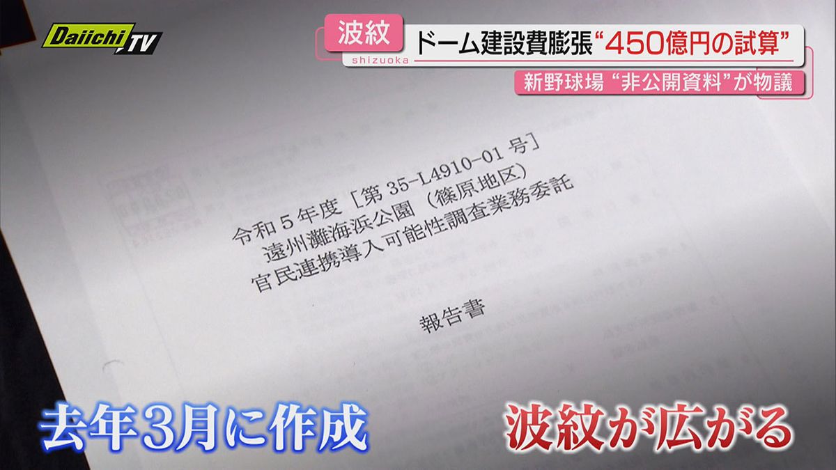 【波紋】浜松新野球場 ドームなら４５０億円に！？ ”非公開”調査結果にはプロ野球・音楽イベント「開催難しい」との記載も　県議会では｢開示･共有が不十分｣と厳しい指摘(静岡)