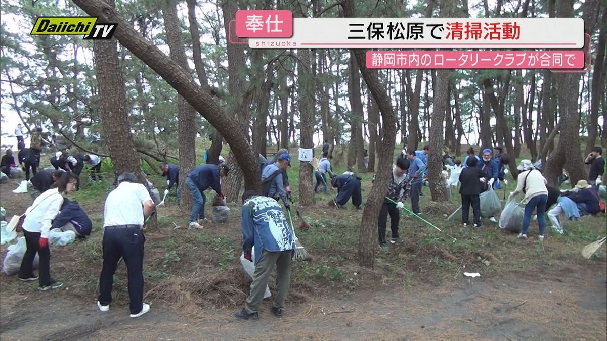 三保松原で400人が清掃活動　静岡市内11のロータリークラブが合同で（静岡市清水区）