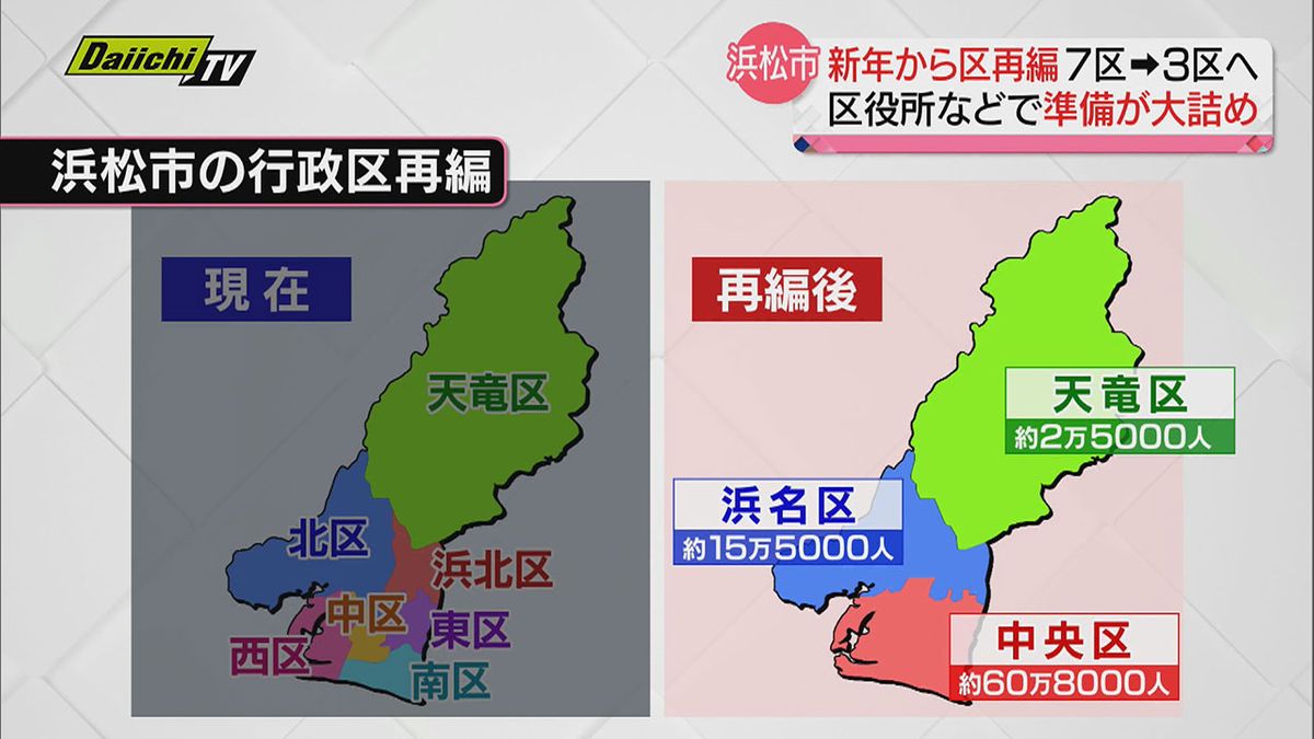 【行政区再編】７つの区が新年から３つの区に…名称変更など準備進む　市長は「万全の準備を」（浜松市）