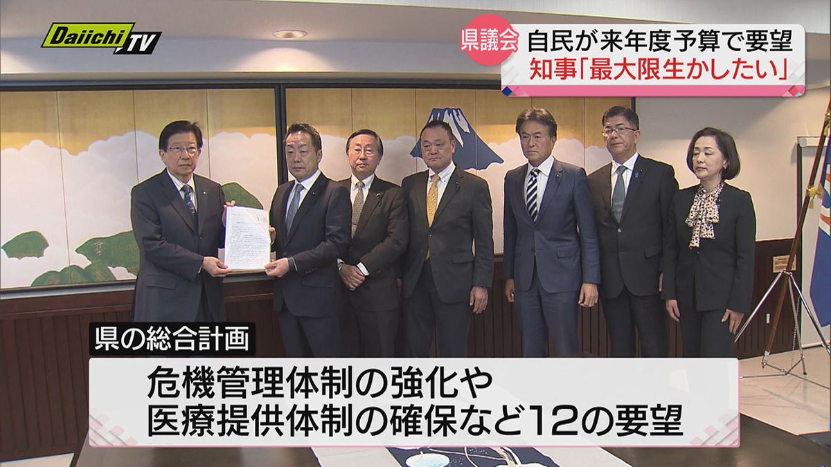 物価高騰対策や子育て施策の強化など…自民党会派が知事に来年度予算要望（静岡県議会）