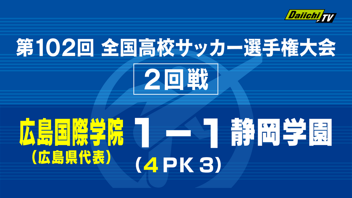 【高校サッカー選手権】静岡学園が2回戦敗退　PK戦で初出場・広島国際学院に敗れる