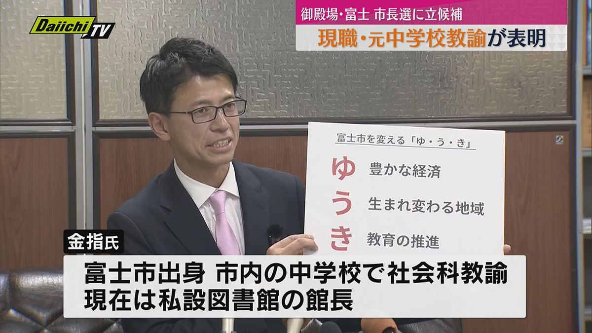 任期満了に伴い、12月に予定の富士市長選に元中学校教諭が立候補を表明(静岡・富士市)