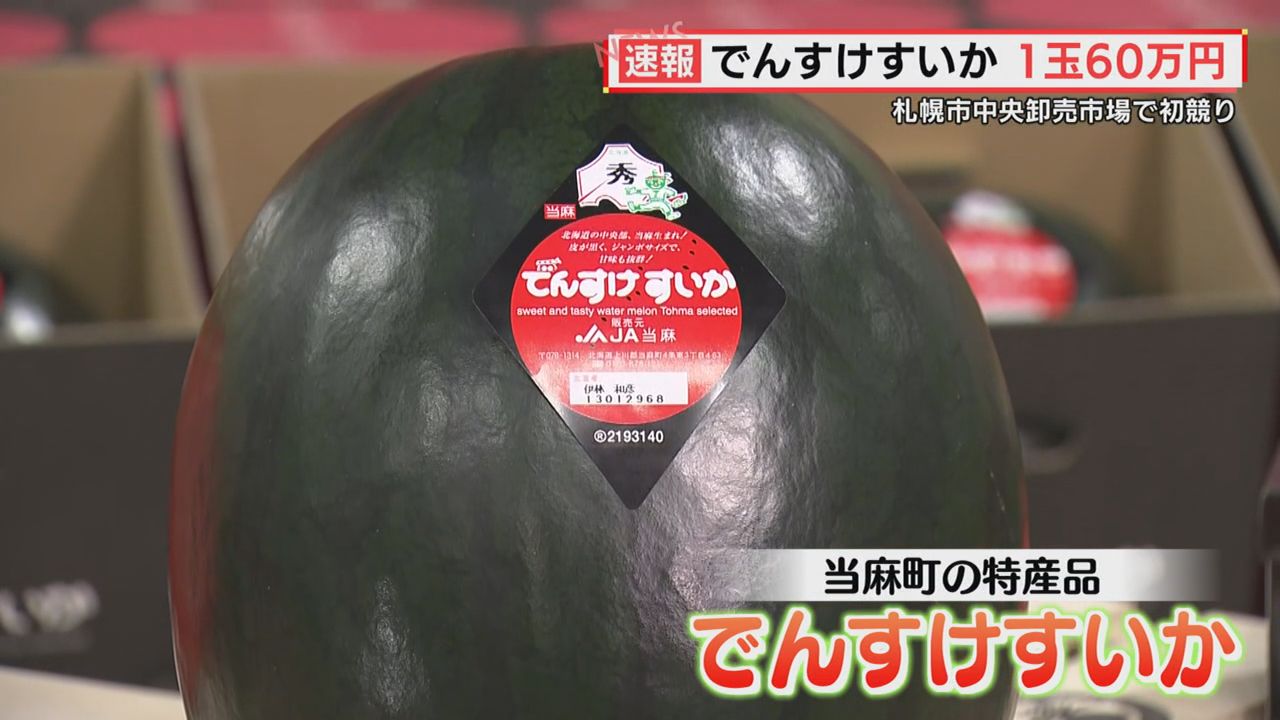 1玉60万円 「でんすけすいか」の初競り 札幌市（2026年6月18日掲載