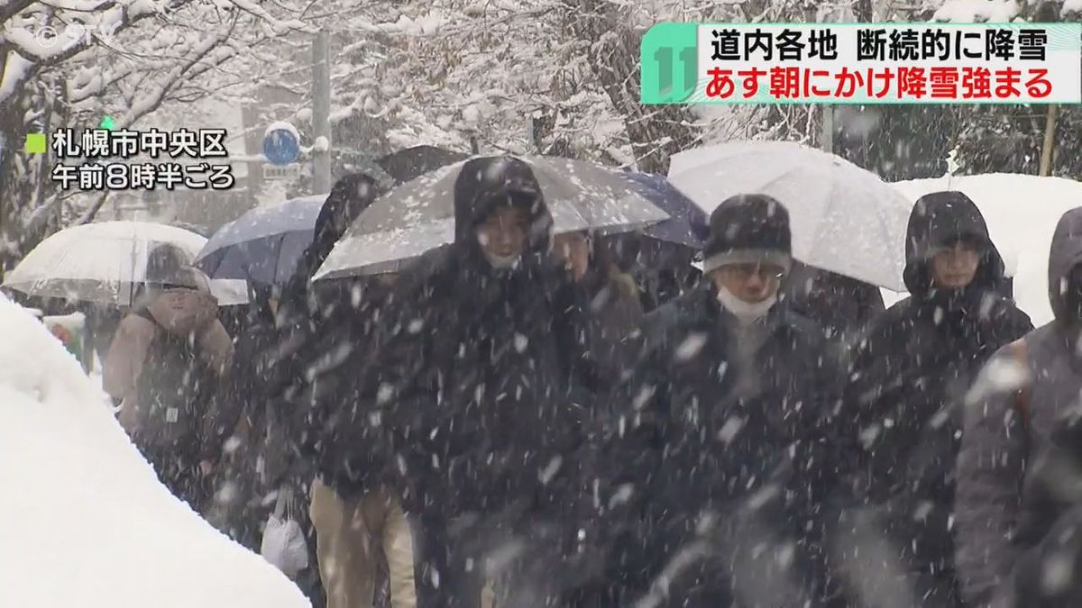 断続的に雪…札幌では傘さす人も　広尾町で２０センチ　夕方以降再び降雪～７日朝にかけて強まる