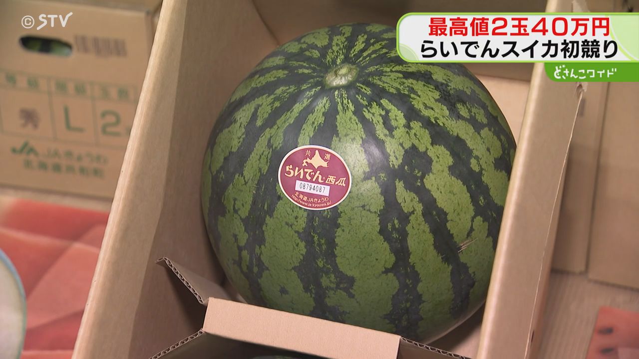 過去最高値2玉40万円！天候恵まれ糖度高い“らいでんスイカ” 児童