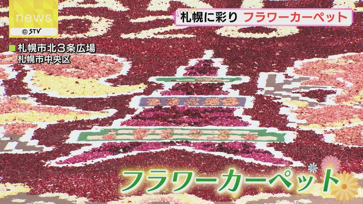 色とりどりの花びらで「フラワーカーペット」 多くの人が鮮やかな彩りを楽しむ 札幌市中央区