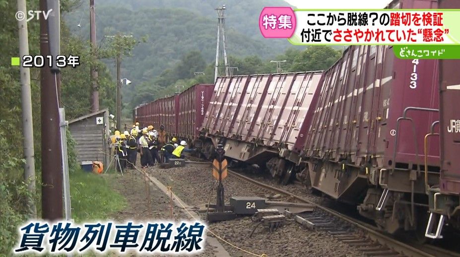 大沼駅構内で貨物列車が脱線（2013）