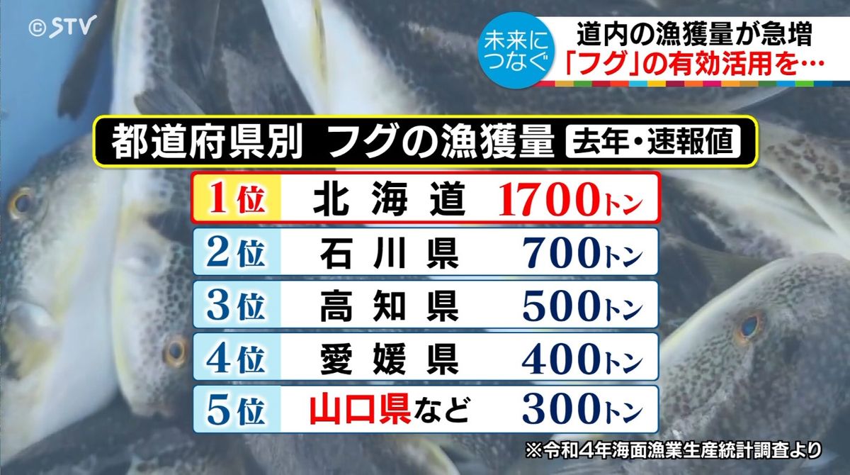 都道府県別のフグの漁獲量