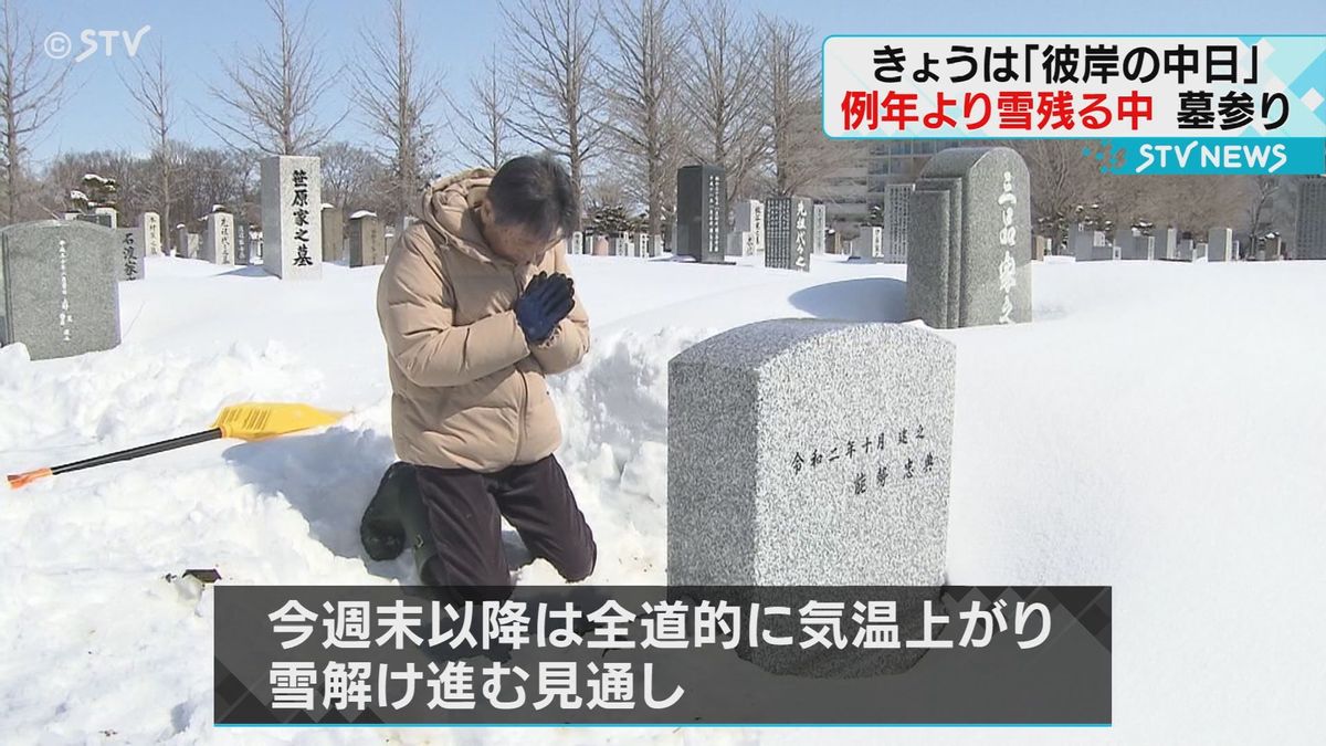 北海道は雪を漕ぎこぎ墓参り…きょう２０日は彼岸の中日　例年より２０センチ多い雪に恨み節も