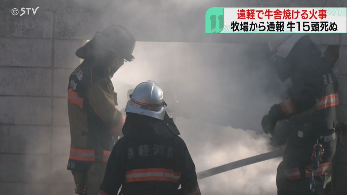 遠軽町の牧場牛舎が全焼　親牛と子牛、計１５頭死ぬ　「牛舎が燃えている」と通報　北海道遠軽町