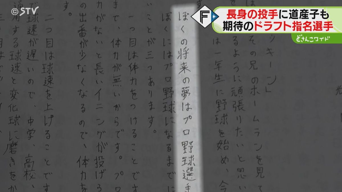 藤田琉生投手の卒業文集