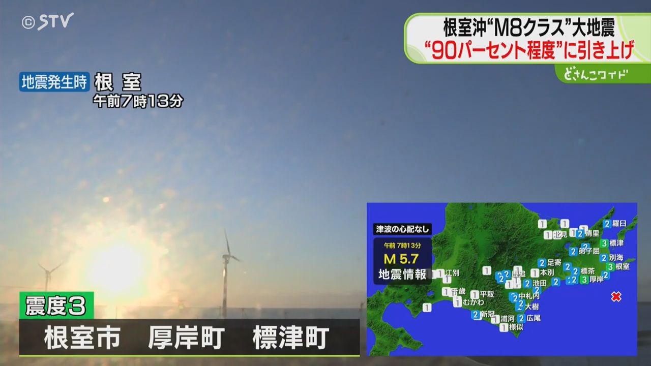 根室沖“М8クラス”大地震 90パーセント程度に引き上げ「地震が起き