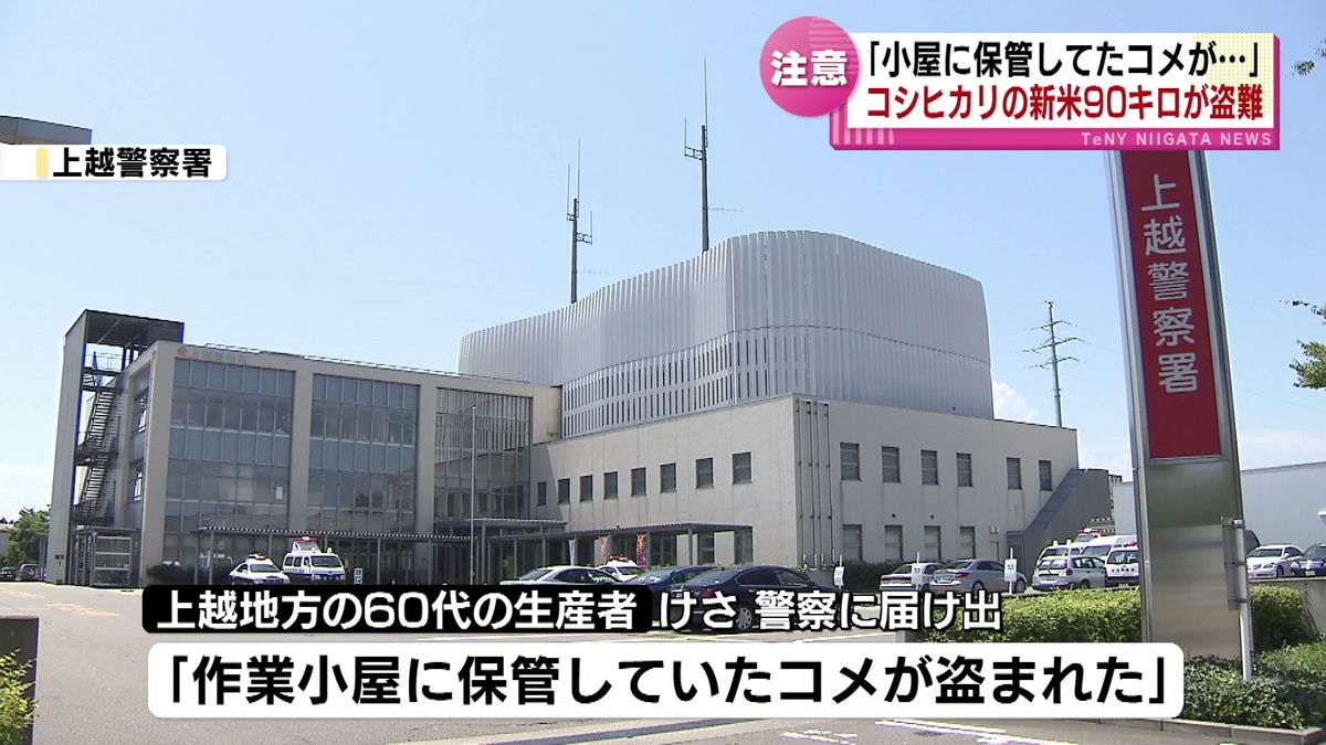 コシヒカリの新米90キロが盗難被害「小屋に保管していたコメが…」 “令和のコメ騒動”の中　警察が注意呼びかけ 《新潟》