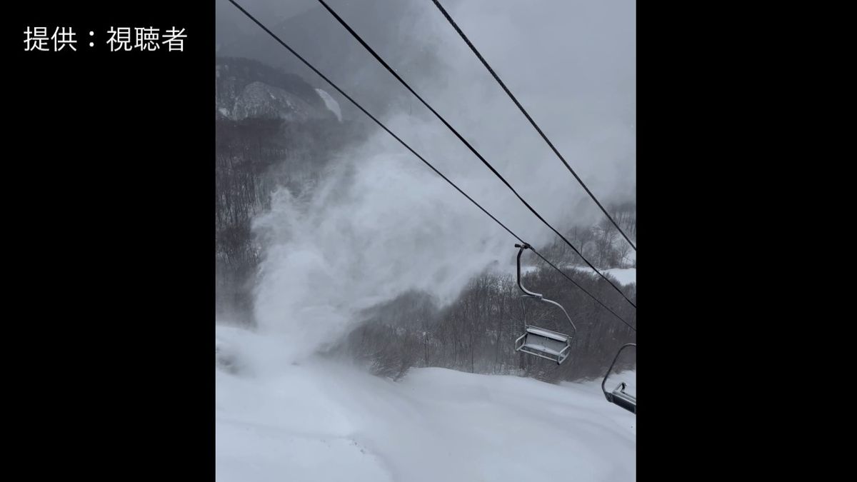 ゲレンデにつむじ風？雪を巻き上げてリフトに迫る瞬間を撮影《新潟》